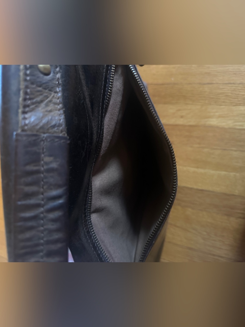 KomalC Brown Leather Classic Academia Crossbody Bag/Laptop Bag - Picture 7 of 8